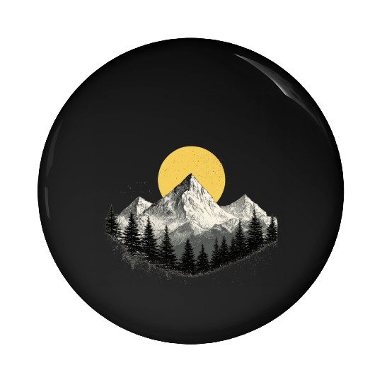 Mountain Silhouette with Full Moon Pin Buttons