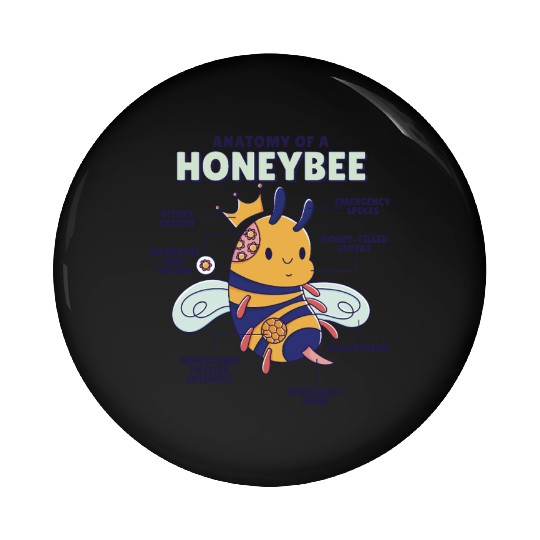 Anatomy of a Honeybee Funny Bee Lover Pin Buttons