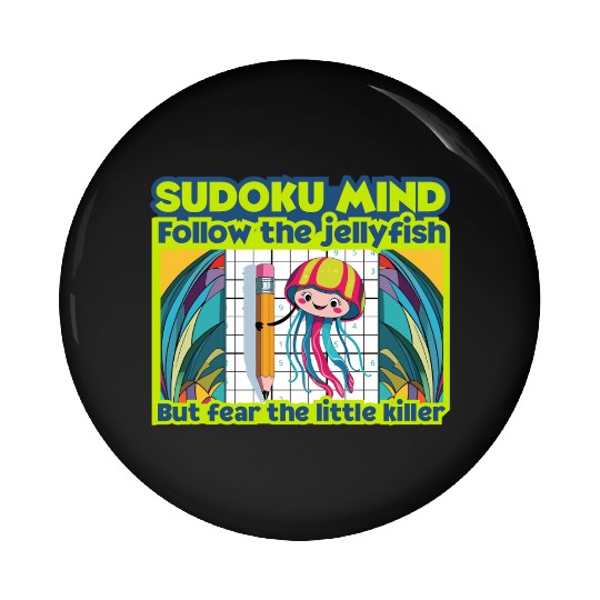 Sudoku Mind – 9x9 Number Puzzle Lover Jellyfish Pin Buttons