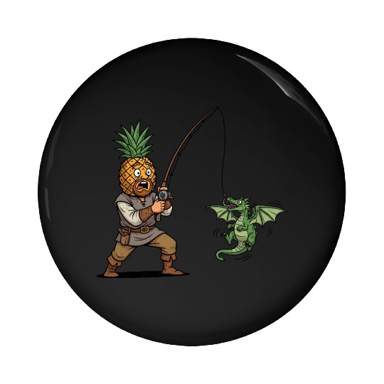 Tropical Fishing Adventure Illustration Pin Buttons