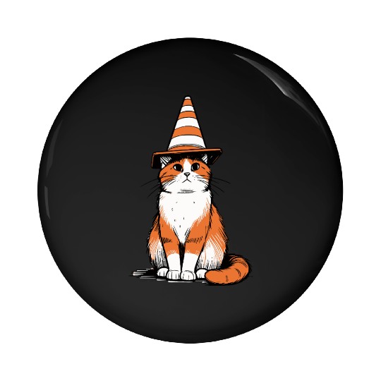 Traffic Cone Cat Pin Buttons