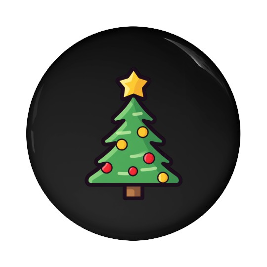 Festive Christmas Tree with Colorful Ornaments Pin Buttons