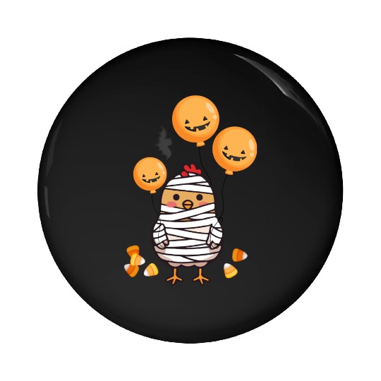 Festive Chick in Mummy Costume Pin Buttons