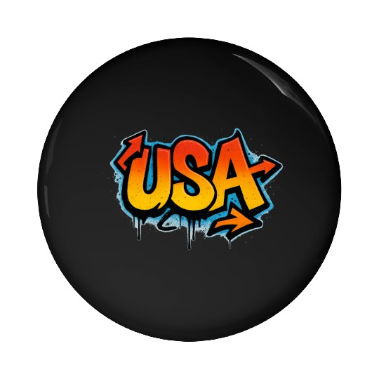 Graffiti USA Flag Illustration Pin Buttons