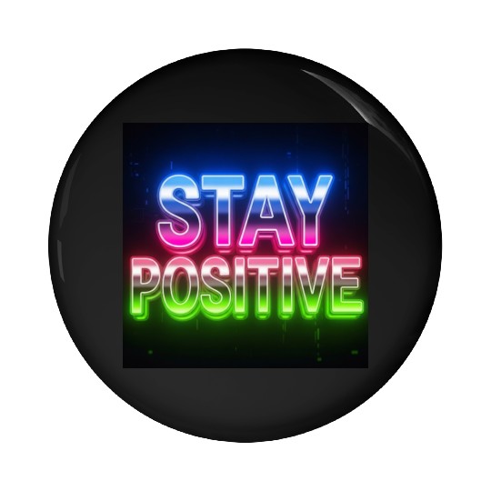 Neon Stay Positive Motivational Design Pin Buttons