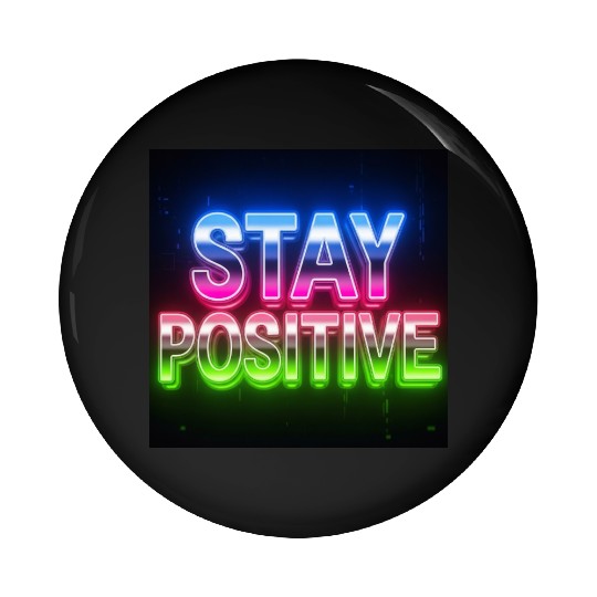 Neon Stay Positive Motivational Design Pin Buttons