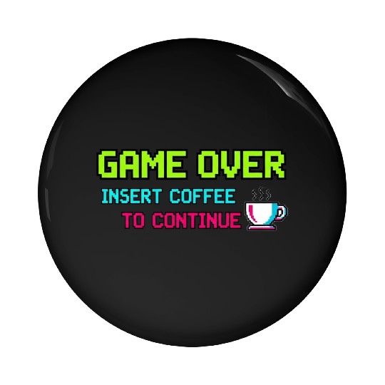 Pixelated Video Game Over Coffee Illustration Pin Buttons