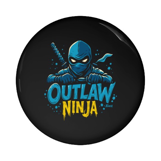 Outlaw Ninja Cartoon Design Pin Buttons