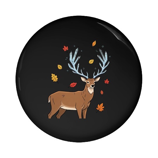 Autumn Mystic Deer Illustration Pin Buttons