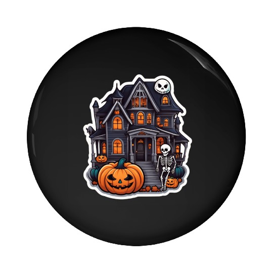 Haunted House Halloween Design Pin Buttons