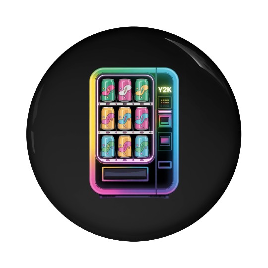 Y2K Cyber Vending Machine with Iridescent Drinks Pin Buttons