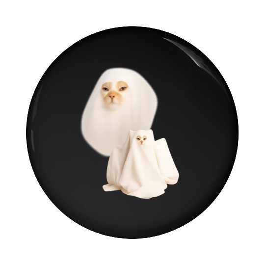 ghost cat meme funny halloween Pin Buttons