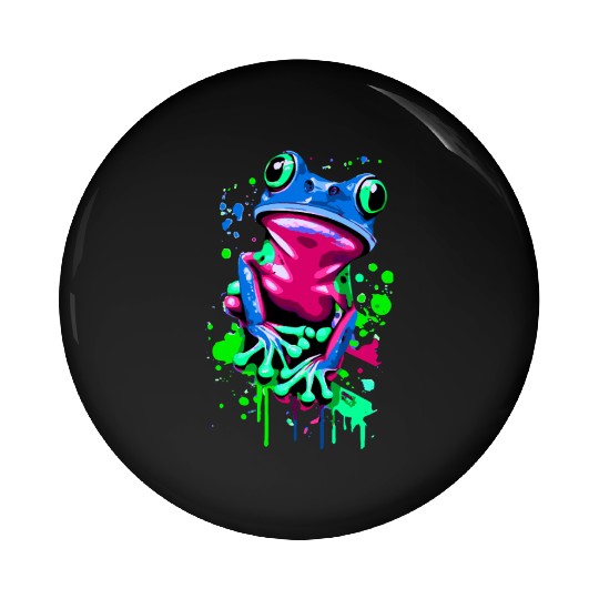 Neon Colorful Frog Art Pin Buttons