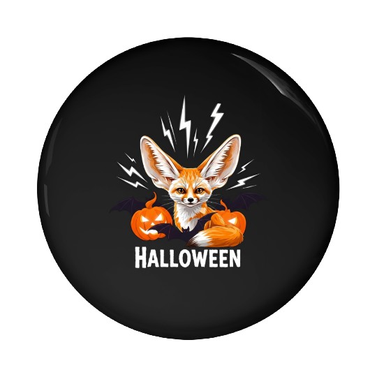 Whimsical Halloween Fox with Bat Wings Pin Buttons