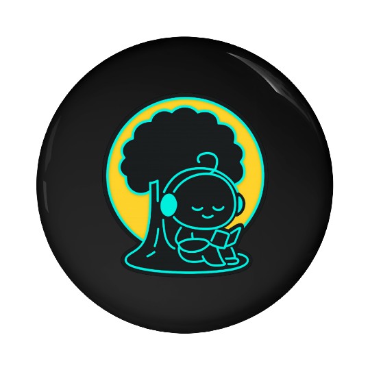 Peaceful Tech Reading Under Tree Pin Buttons