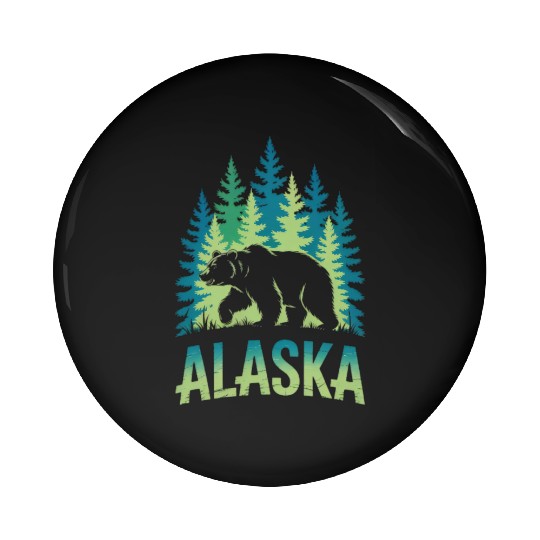 Alaska Wilderness Bear Scene Pin Buttons