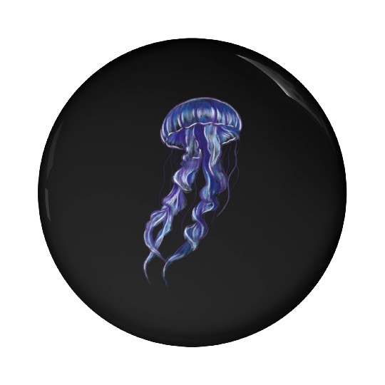 Bioluminescent Purple Jellyfish Illustration Pin Buttons
