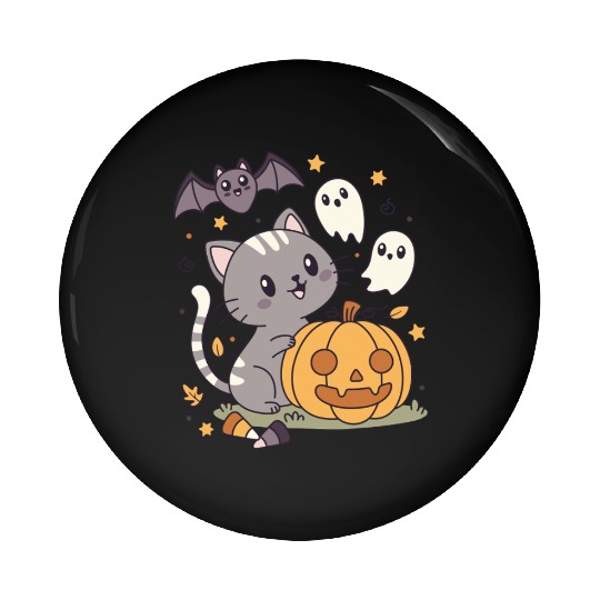 Halloween Kawaii Cat Bat Pumpkin Pin Buttons