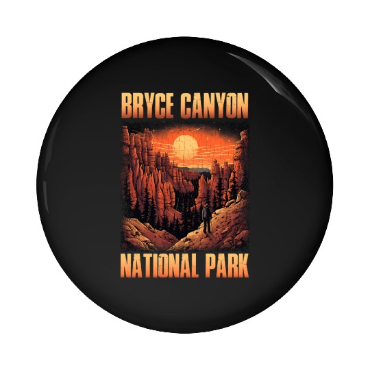 Bryce Canyon National Park Sunset Illustration Pin Buttons