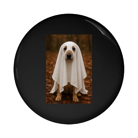 Autumn Forest Ghost Dog Tapestry Pin Buttons