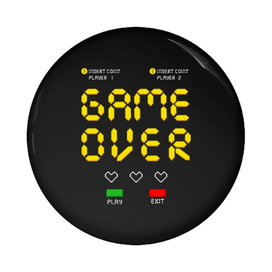 Pixelated Video Game Heart Game Over Pin Buttons