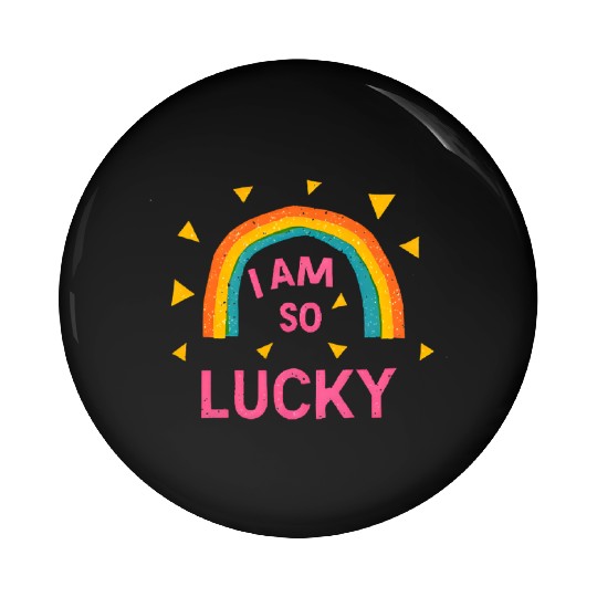 Colorful Lucky Rainbow Affirmation Design Pin Buttons