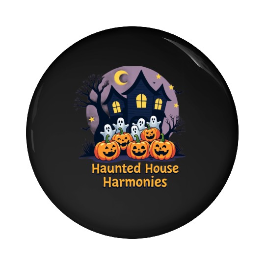 Haunted House Harmonies Halloween Design Pin Buttons