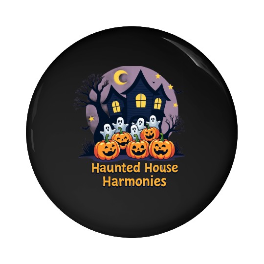 Haunted House Harmonies Halloween Design Pin Buttons