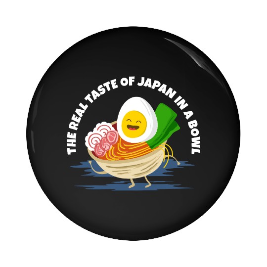 Cute Ramen Bowl with Smiling Egg Pin Buttons