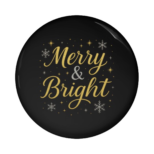 Festive Merry and Bright Holiday Design Pin Buttons