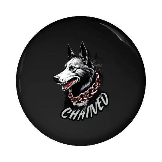 Aggressive Husky with Chain Necklace Design Pin Buttons