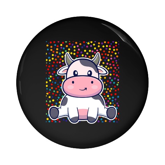 Cute Cartoon Cow with Polka Dots Pin Buttons