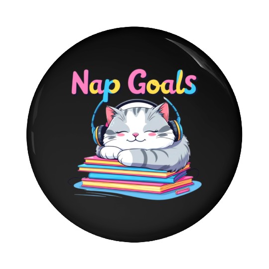 Cute Cat Nap Goals Design Pin Buttons