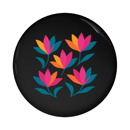 Colorful Abstract Tulips Graphic Pin Buttons