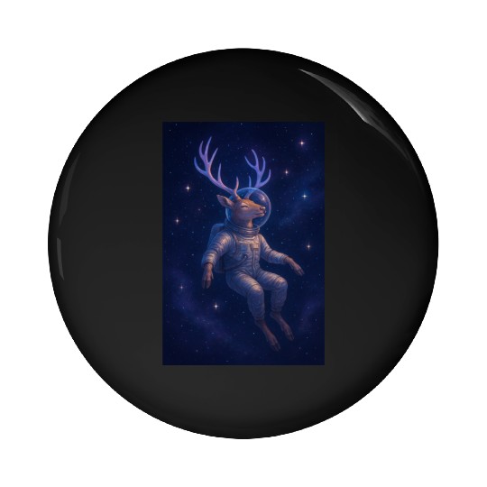 Celestial Deer Astronaut Illustration Pin Buttons