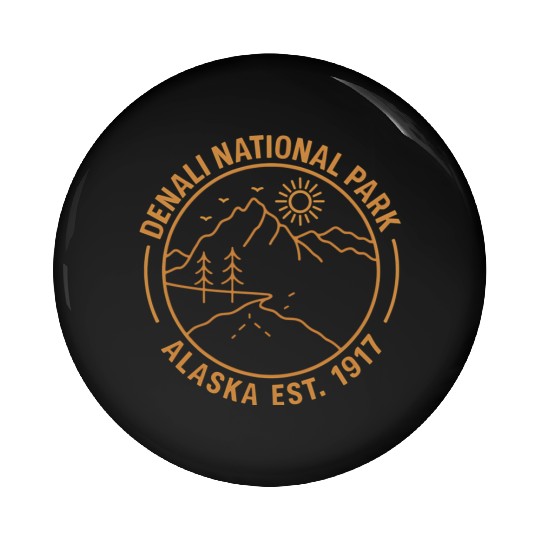 Denali Mountain Alaska National Park Pin Buttons