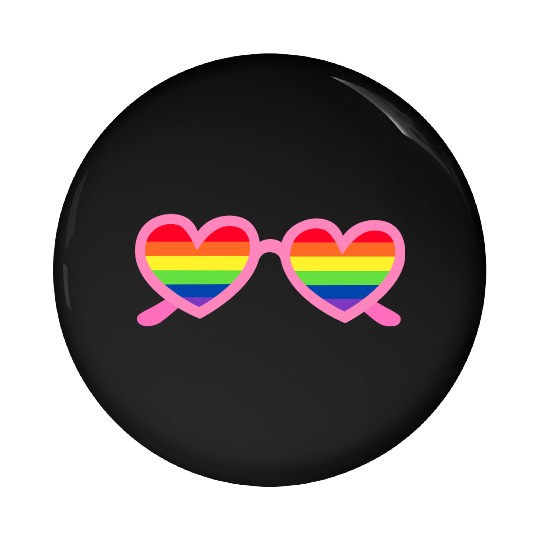 Rainbow Heart Sunglasses LGBTQ Pin Buttons