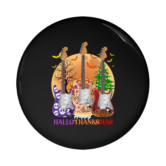 Happy HalloThanksMas Guitar  Pin Buttons