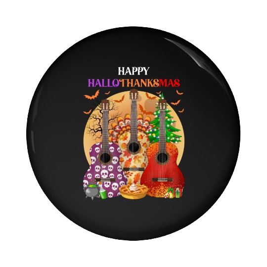 Happy HalloThanksMas Guitar  Pin Buttons