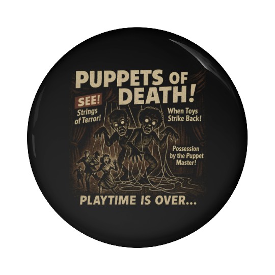 Puppets Of Death Movie Poster Vintage Halloween Pin Buttons