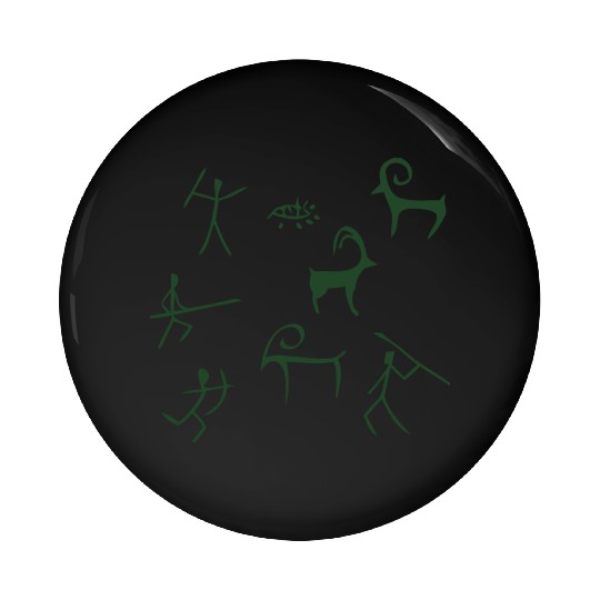 Caveman hunting cave drawings Pin Buttons