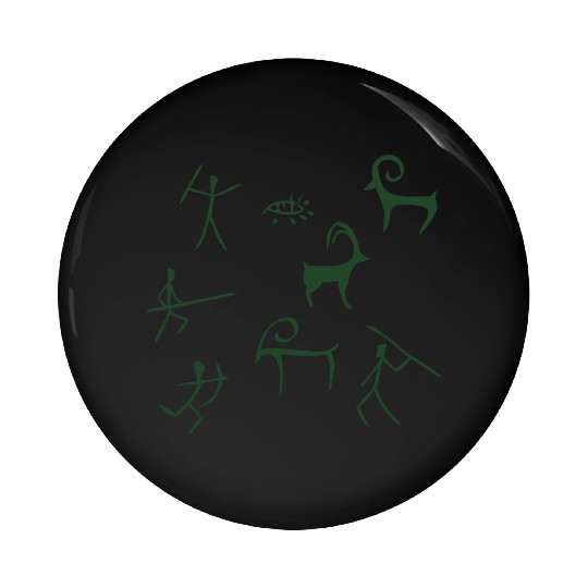 Caveman hunting cave drawings Pin Buttons