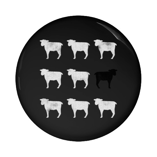Many White Sheep: One Black Sheep Pin Buttons