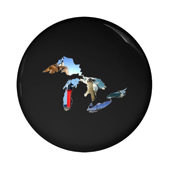 Michigan Great Lakes Lighthouses Pin Buttons