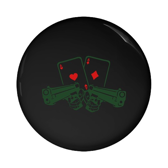 pistol poker card ace gun weapon revolve Pin Buttons