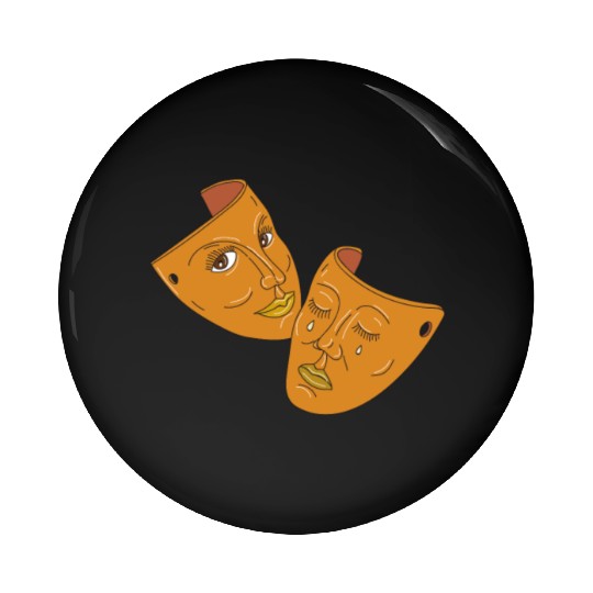 Theater Mask Comedy and Tragedy Mono Line Pin Buttons
