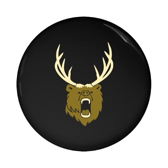 The beer - Grizzly with antlers (2c) Pin Buttons