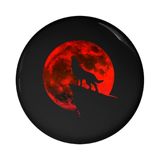 Howling wolf full blood moon space galaxy gift dog Pin Buttons