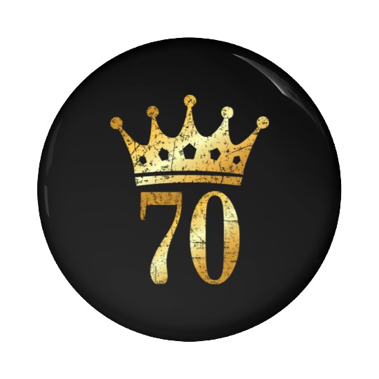 70th Birthday & Anniversary Crown (Golden-Yellow) Pin Buttons