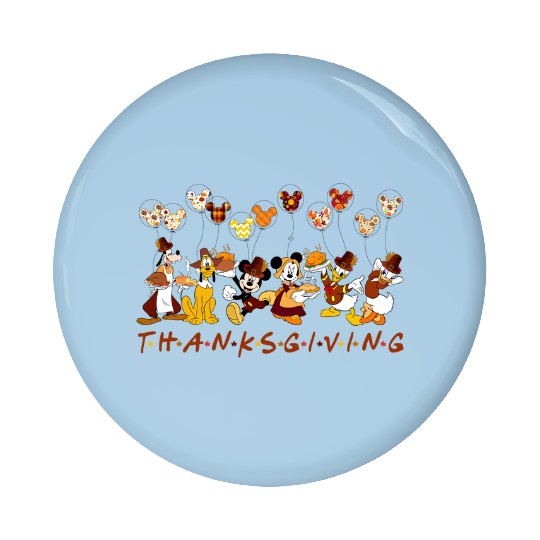 Vintage Mickey And Friends Thanksgiving Pin Buttons, Disney Thanksgiving Fall Pin Buttons